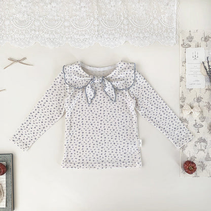 長袖セットアップ Floral T-shirt / 73cm キッズトップス/パンツ セーラーリボン襟長袖Tシャツ/裾絞りロングパンツ【mh0009126】