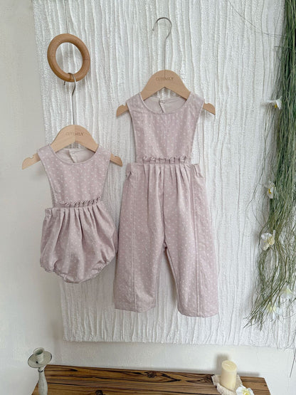 タンクトップ・キャミソール・ノースリーブトップス Floral Twill Suspender Romper 花柄 ツイル サスペンダー ロンパース【mh0012154】