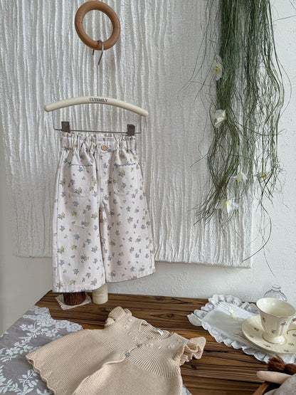 ロングパンツ・スウェットパンツ Floral Twill Wide-Leg Pants 花柄ツイルワイドパンツ【mh0012116】