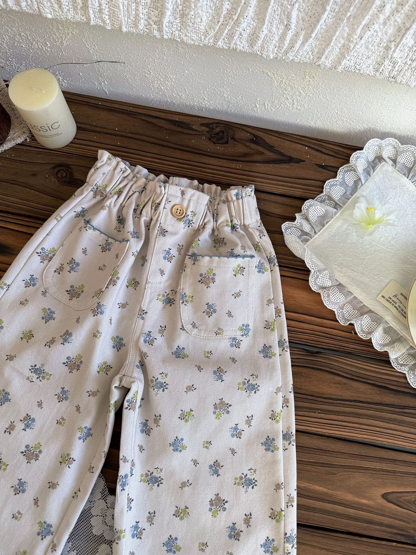 ロングパンツ・スウェットパンツ Floral Twill Wide-Leg Pants 花柄ツイルワイドパンツ【mh0012116】