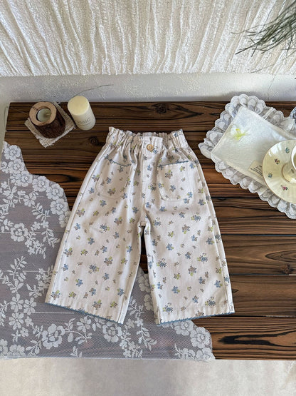 ロングパンツ・スウェットパンツ Floral Twill Wide-Leg Pants 花柄ツイルワイドパンツ【mh0012116】