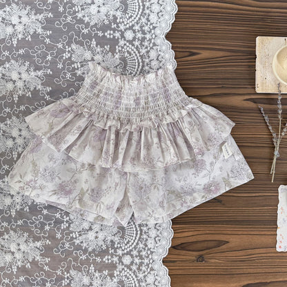 ハーフパンツ・ショートパンツ Flower / 80cm フラワープリントペプラムルーズショートパンツ【mh0009568】