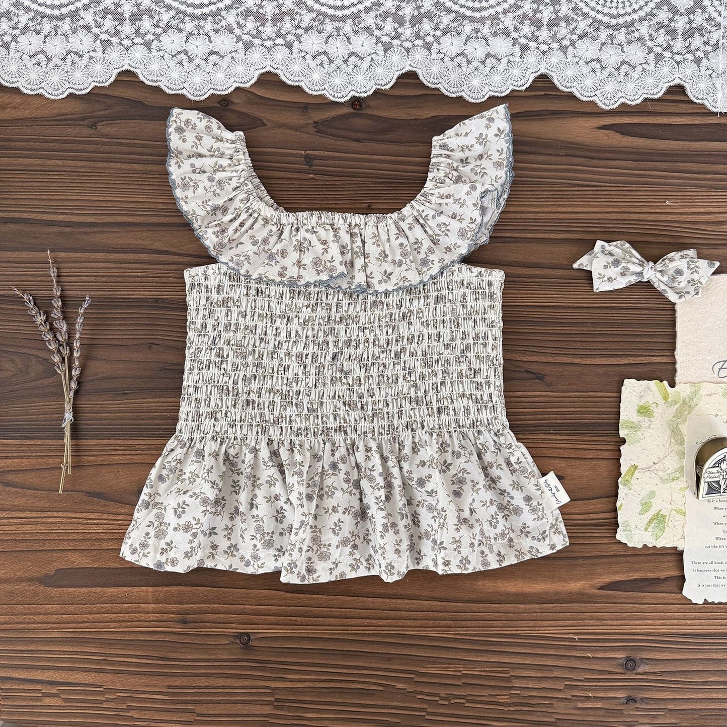 タンクトップ・キャミソール・ノースリーブトップス Green / 73cm オフショルダーフラワープリントシャーリングトップス【mh0009563】