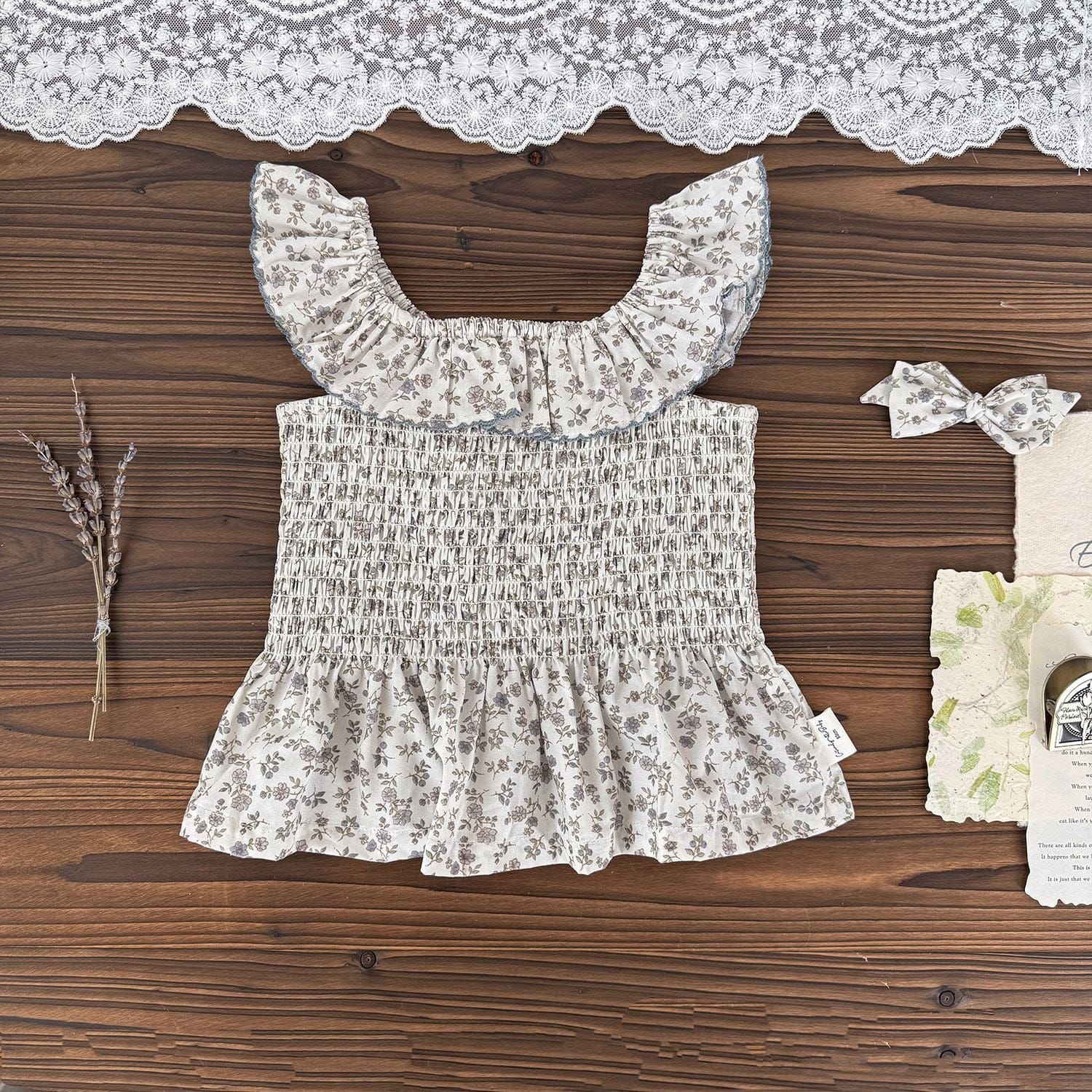 タンクトップ・キャミソール・ノースリーブトップス Green / 73cm オフショルダーフラワープリントシャーリングトップス【mh0009563】