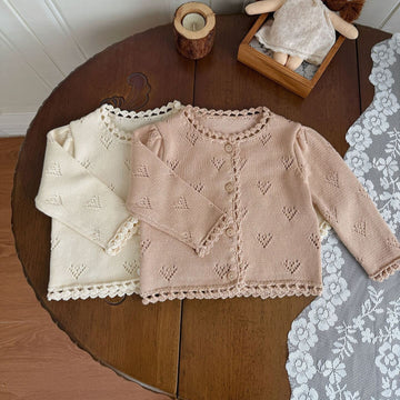 カーディガン・パーカー Hand-Knit Style Lace Cardigan クロシェ風 レース カーディガン【mh0012157】