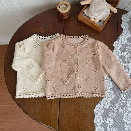 カーディガン・パーカー Hand-Knit Style Lace Cardigan クロシェ風 レース カーディガン【mh0012157】