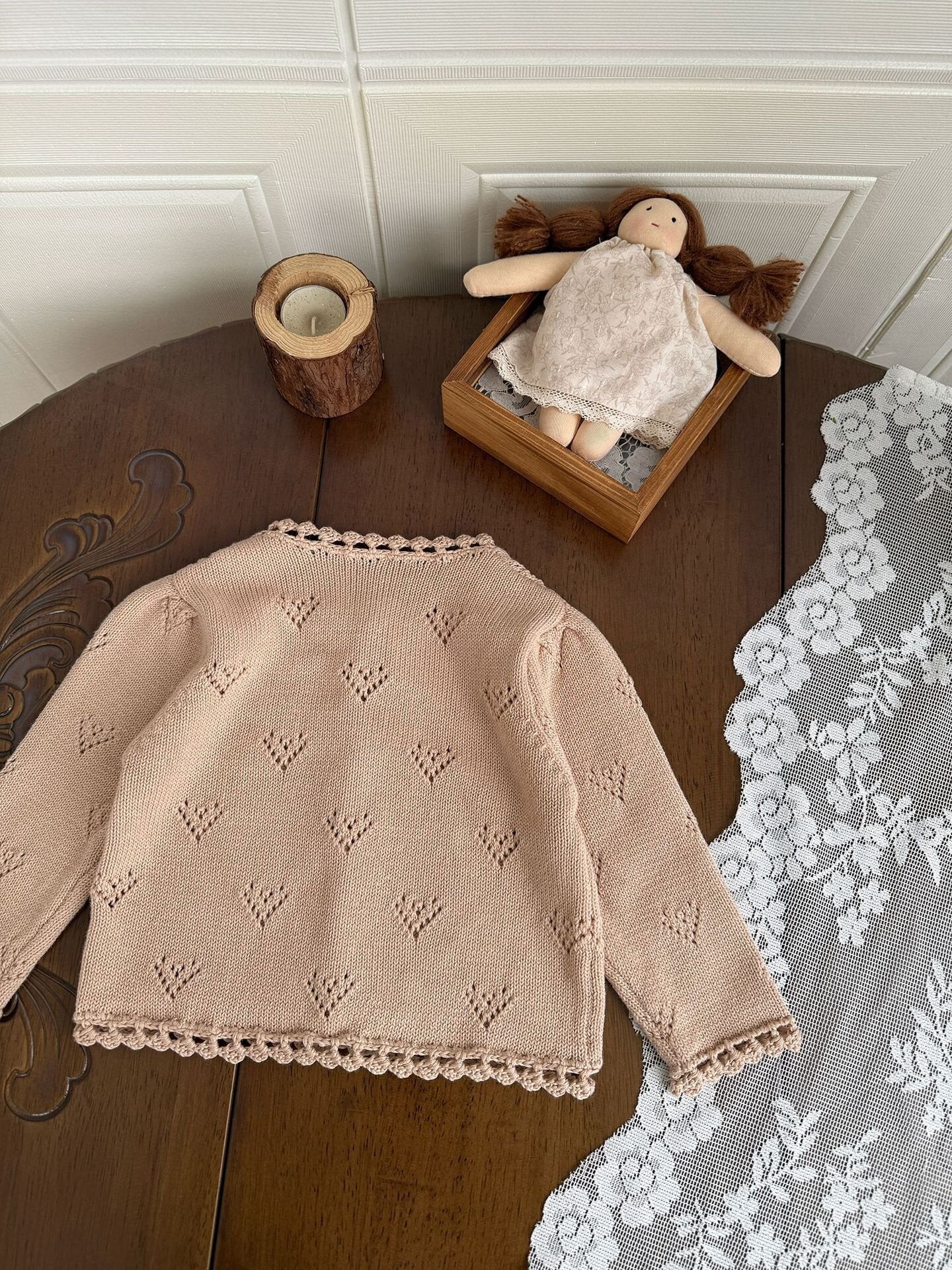カーディガン・パーカー Hand-Knit Style Lace Cardigan クロシェ風 レース カーディガン【mh0012157】