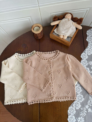カーディガン・パーカー Hand-Knit Style Lace Cardigan クロシェ風 レース カーディガン【mh0012157】