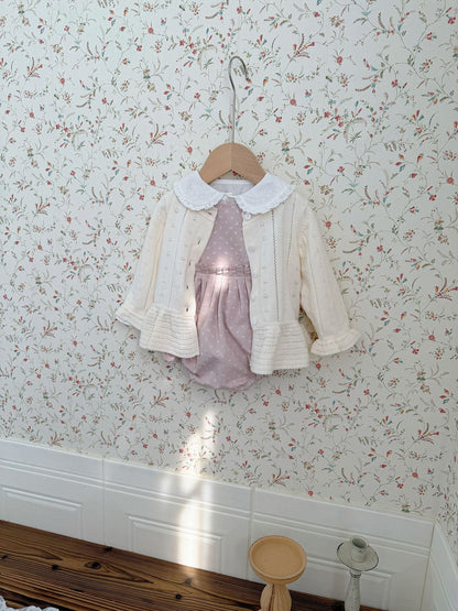カーディガン・パーカー Jacquard Ruffled Knitted Cardigan ジャガードフリルニットカーディガン【mh0012110】