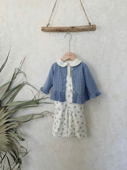 カーディガン・パーカー Jacquard Ruffled Knitted Cardigan ジャガードフリルニットカーディガン【mh0012110】