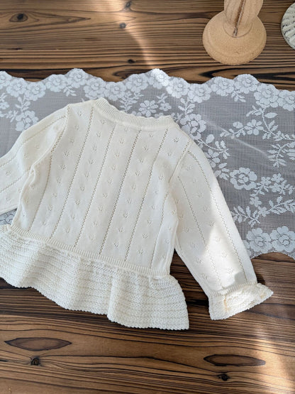 カーディガン・パーカー Jacquard Ruffled Knitted Cardigan ジャガードフリルニットカーディガン【mh0012110】