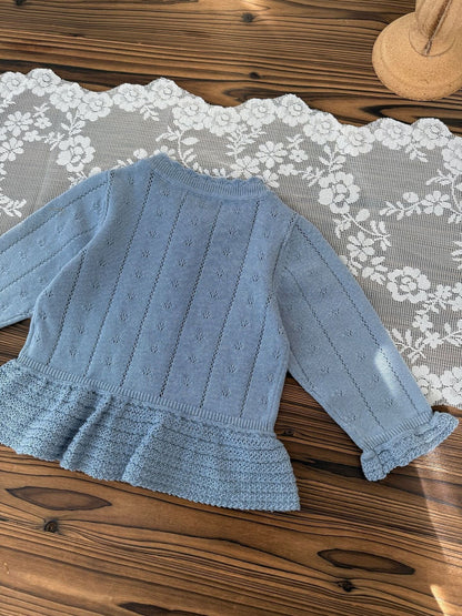 カーディガン・パーカー Jacquard Ruffled Knitted Cardigan ジャガードフリルニットカーディガン【mh0012110】