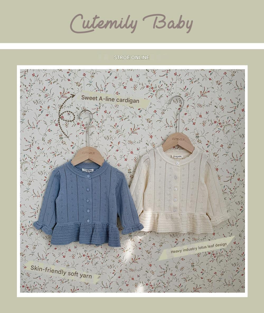 カーディガン・パーカー Jacquard Ruffled Knitted Cardigan ジャガードフリルニットカーディガン【mh0012110】