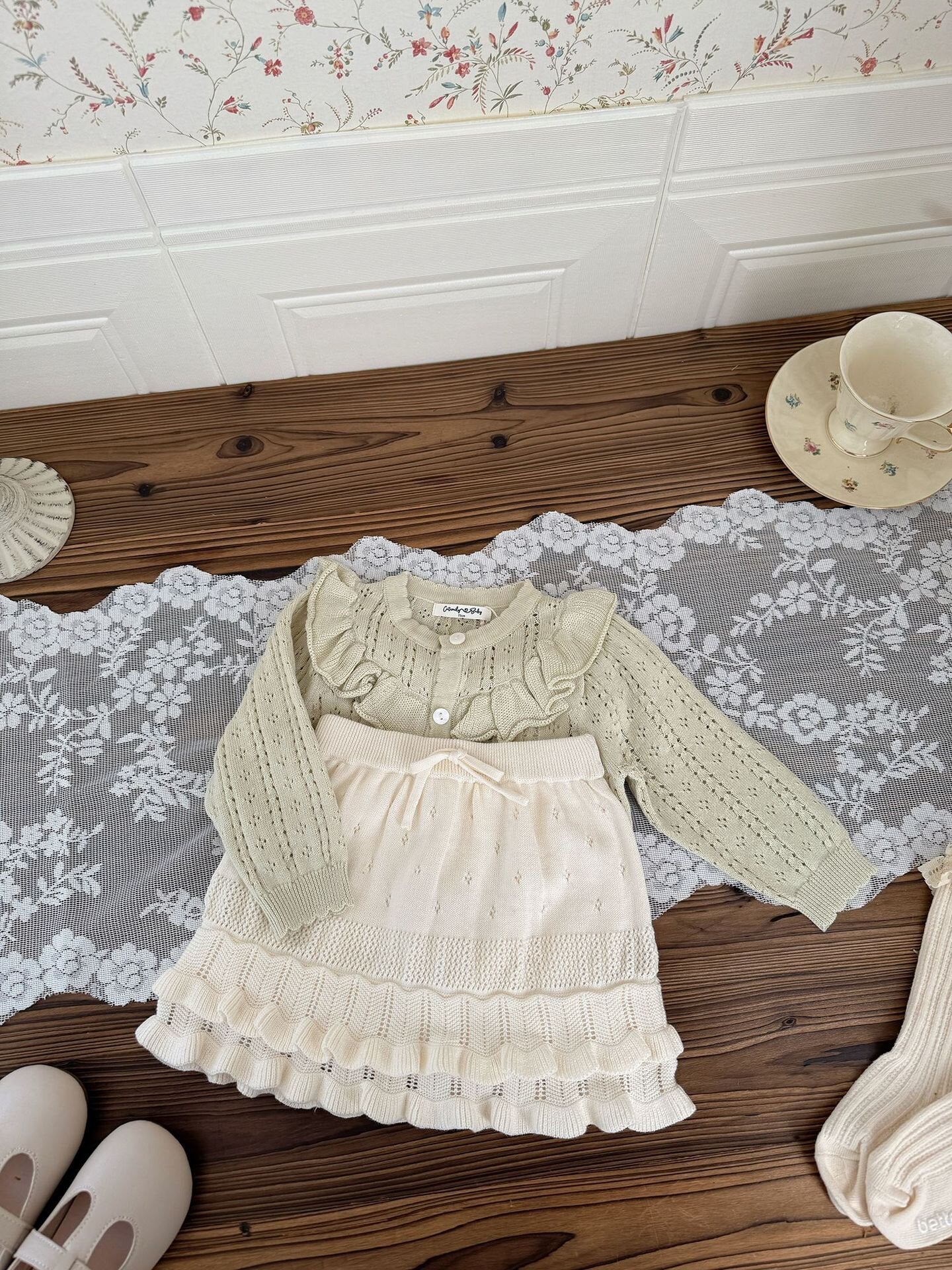 ハーフパンツ・ショートパンツ Knitted Pleated Lace Culottes ニットプリーツレースキュロット【mh0012109】
