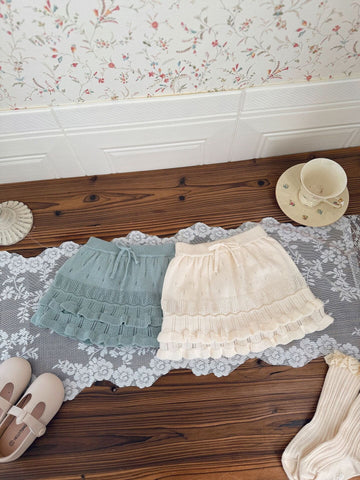 ハーフパンツ・ショートパンツ Knitted Pleated Lace Culottes ニットプリーツレースキュロット【mh0012109】