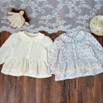 長袖シャツ・ブラウス Lace Floral Doll Shirt レース付花柄ドールブラウス【mh0012115】
