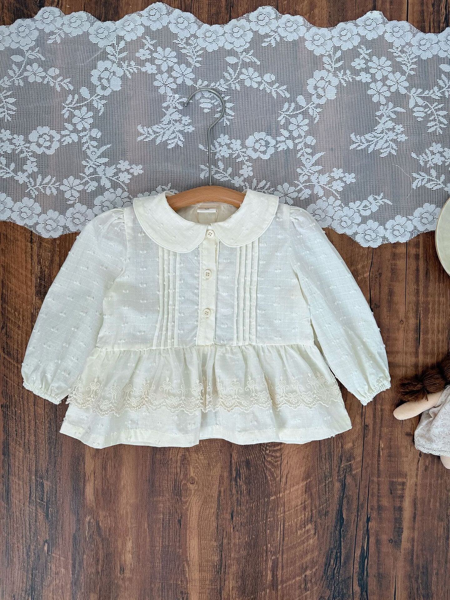 長袖シャツ・ブラウス Lace Floral Doll Shirt レース付花柄ドールブラウス【mh0012115】