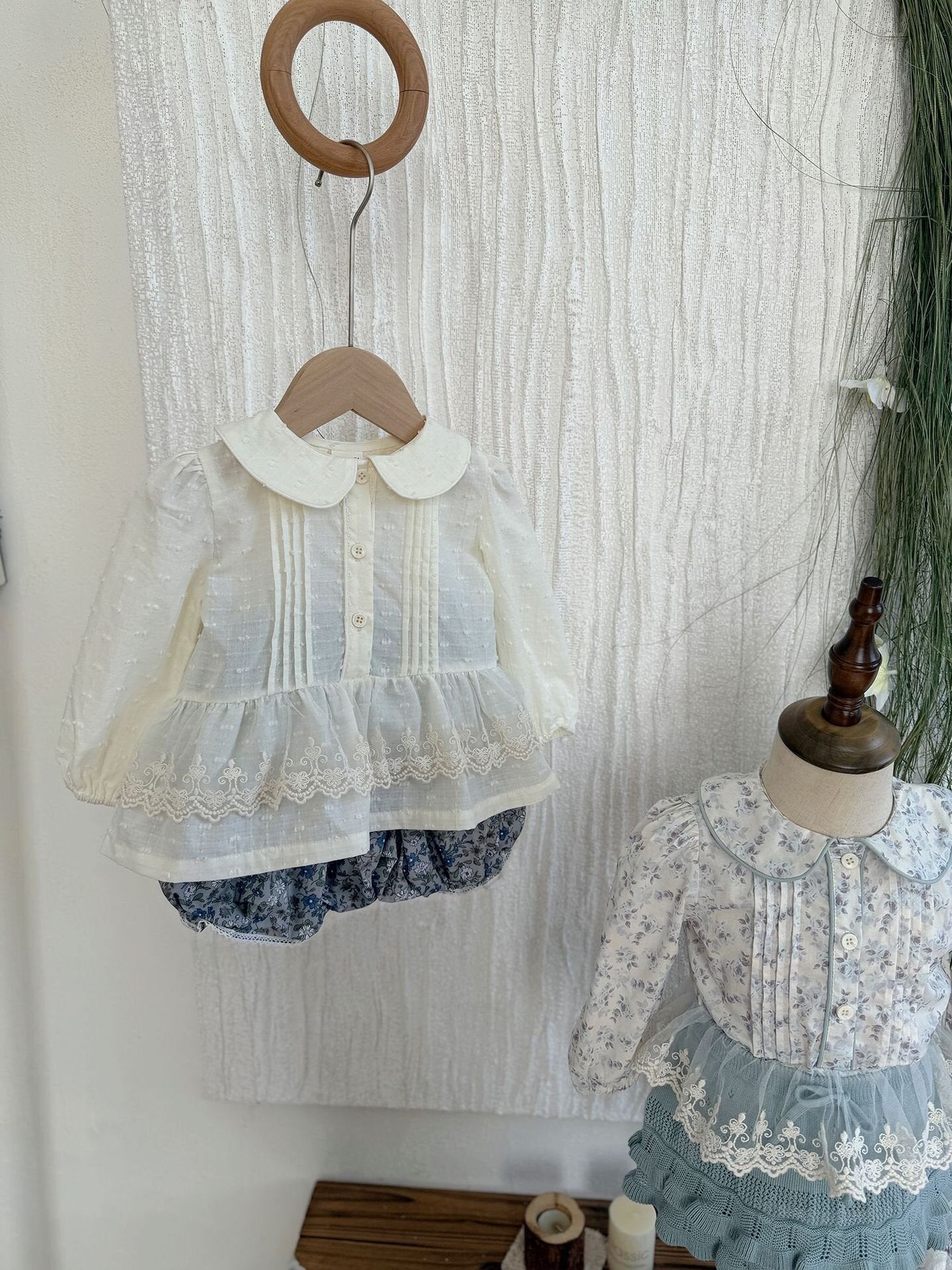 長袖シャツ・ブラウス Lace Floral Doll Shirt レース付花柄ドールブラウス【mh0012115】