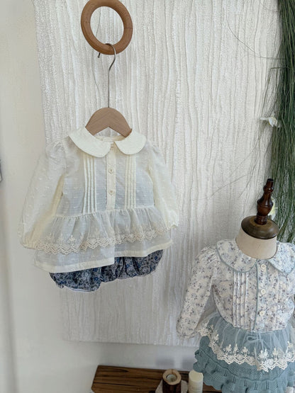 長袖シャツ・ブラウス Lace Floral Doll Shirt レース付花柄ドールブラウス【mh0012115】