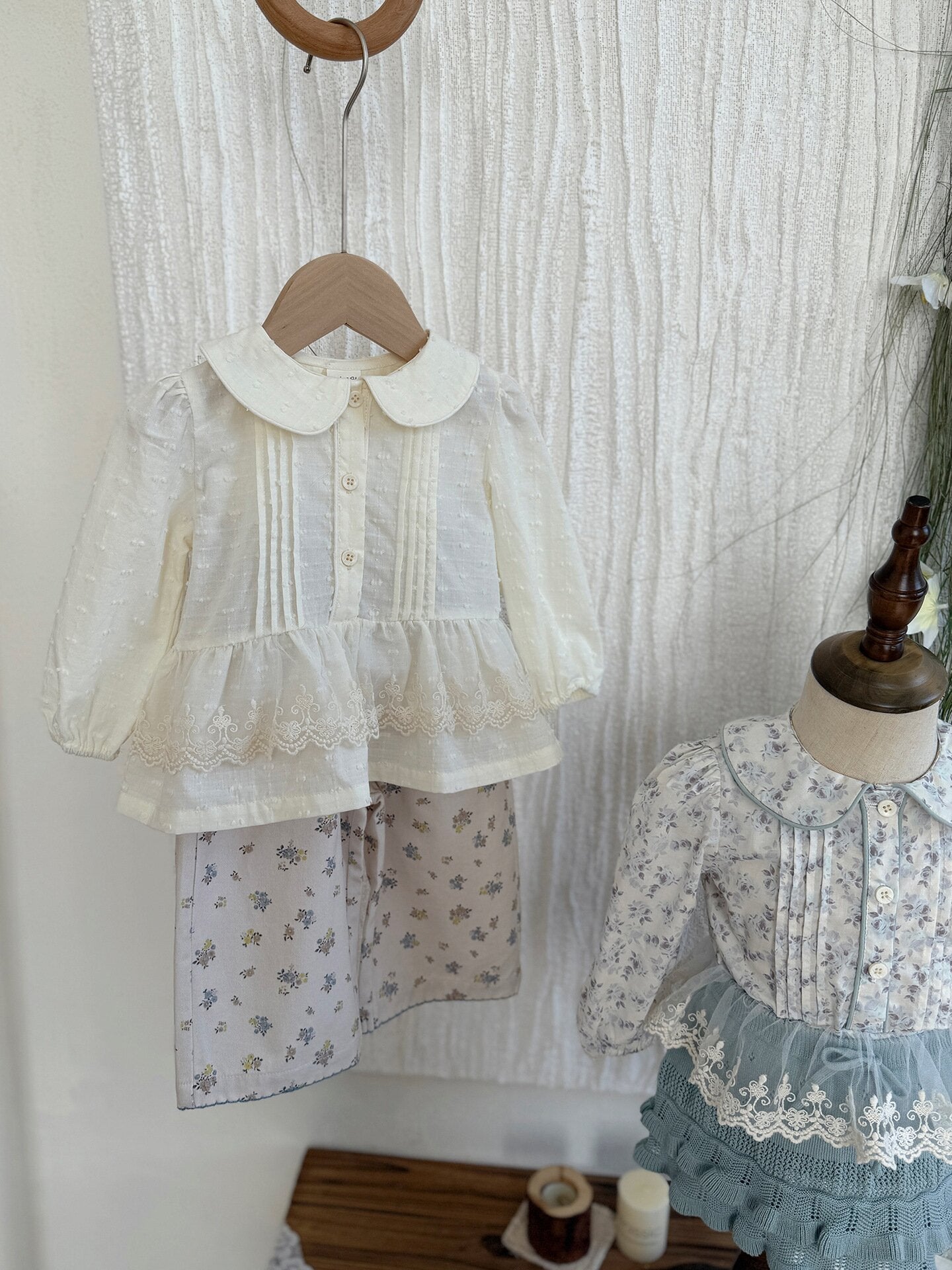 長袖シャツ・ブラウス Lace Floral Doll Shirt レース付花柄ドールブラウス【mh0012115】