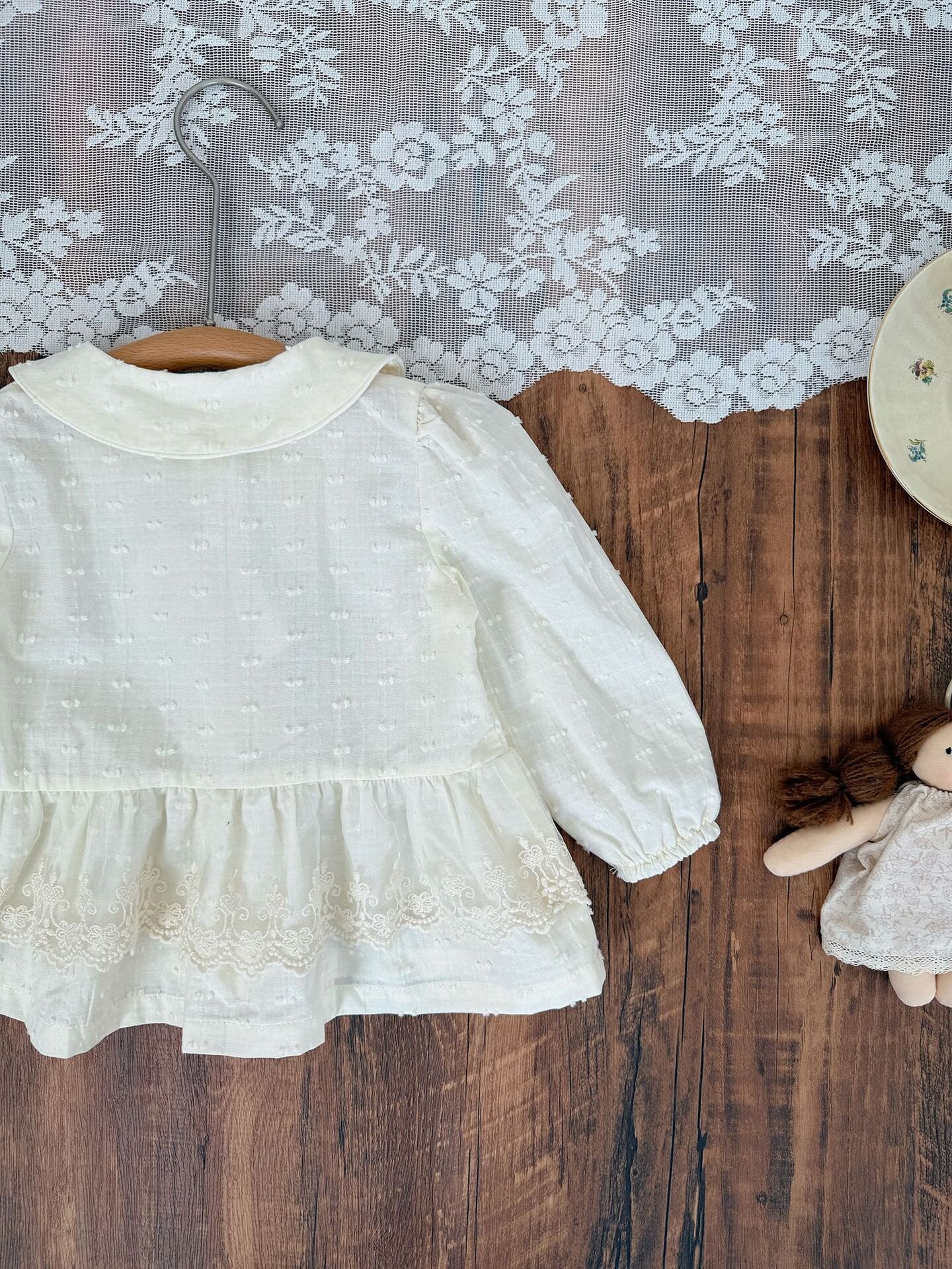 長袖シャツ・ブラウス Lace Floral Doll Shirt レース付花柄ドールブラウス【mh0012115】