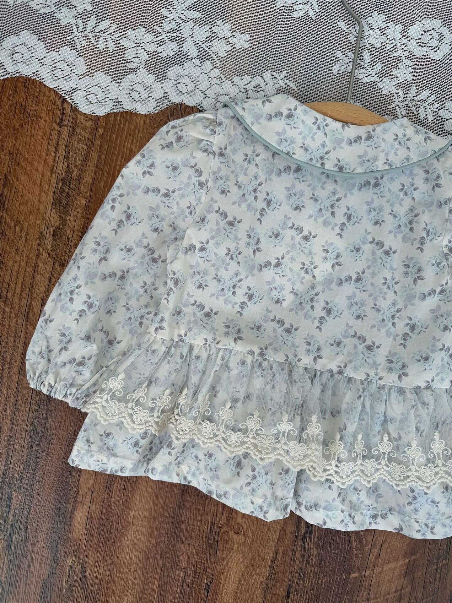 長袖シャツ・ブラウス Lace Floral Doll Shirt レース付花柄ドールブラウス【mh0012115】