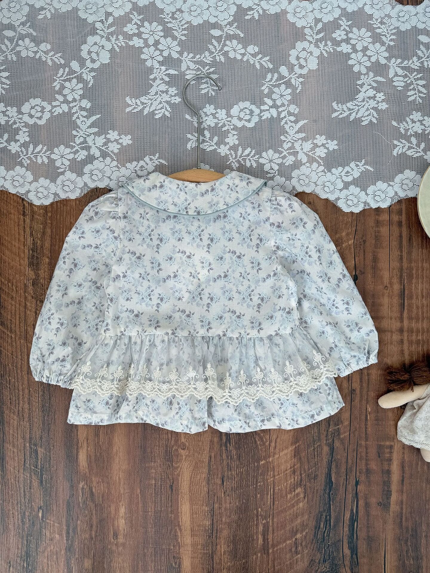 長袖シャツ・ブラウス Lace Floral Doll Shirt レース付花柄ドールブラウス【mh0012115】