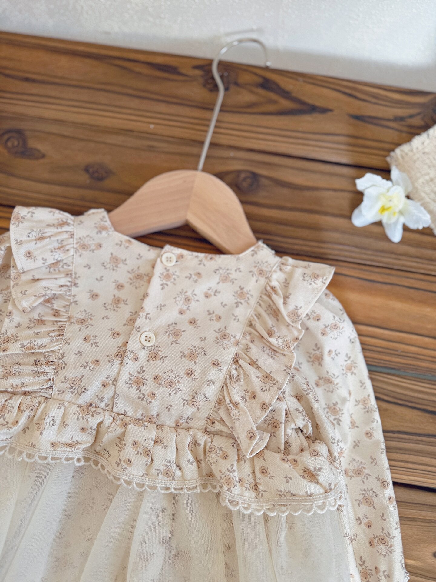 長袖ロンパース Lace Floral Dress Romper レース 花柄ドレス ロンパース【mh0012151】