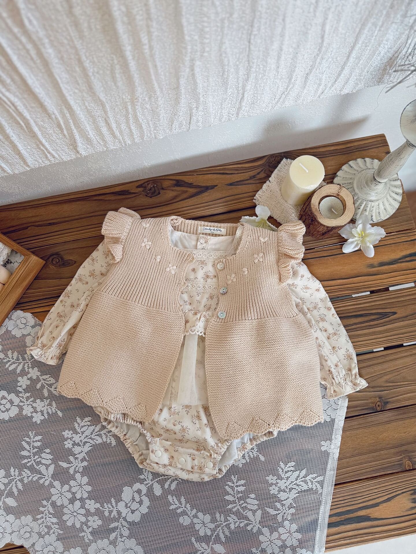 長袖ロンパース Lace Floral Dress Romper レース 花柄ドレス ロンパース【mh0012151】
