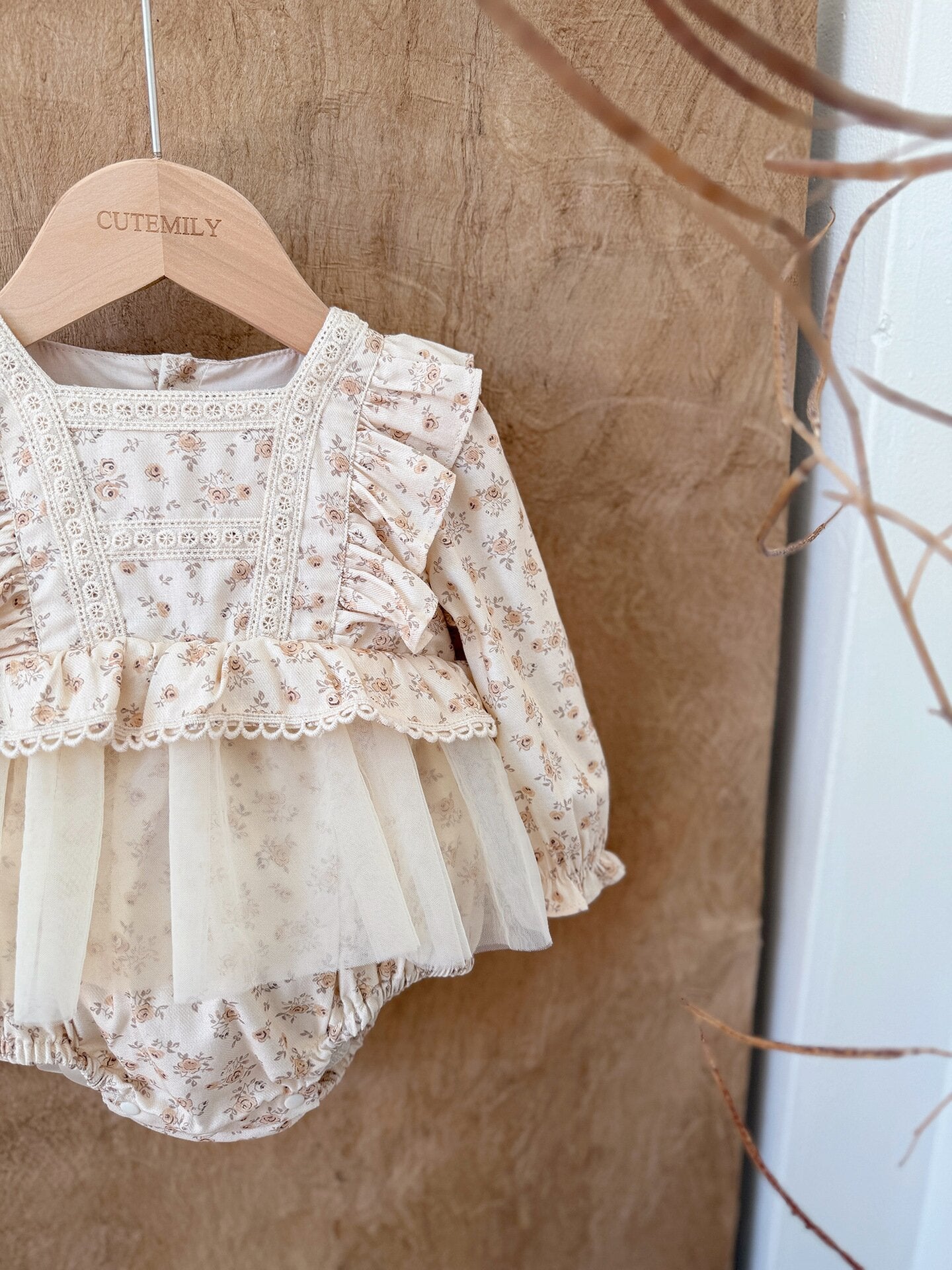 長袖ロンパース Lace Floral Dress Romper レース 花柄ドレス ロンパース【mh0012151】