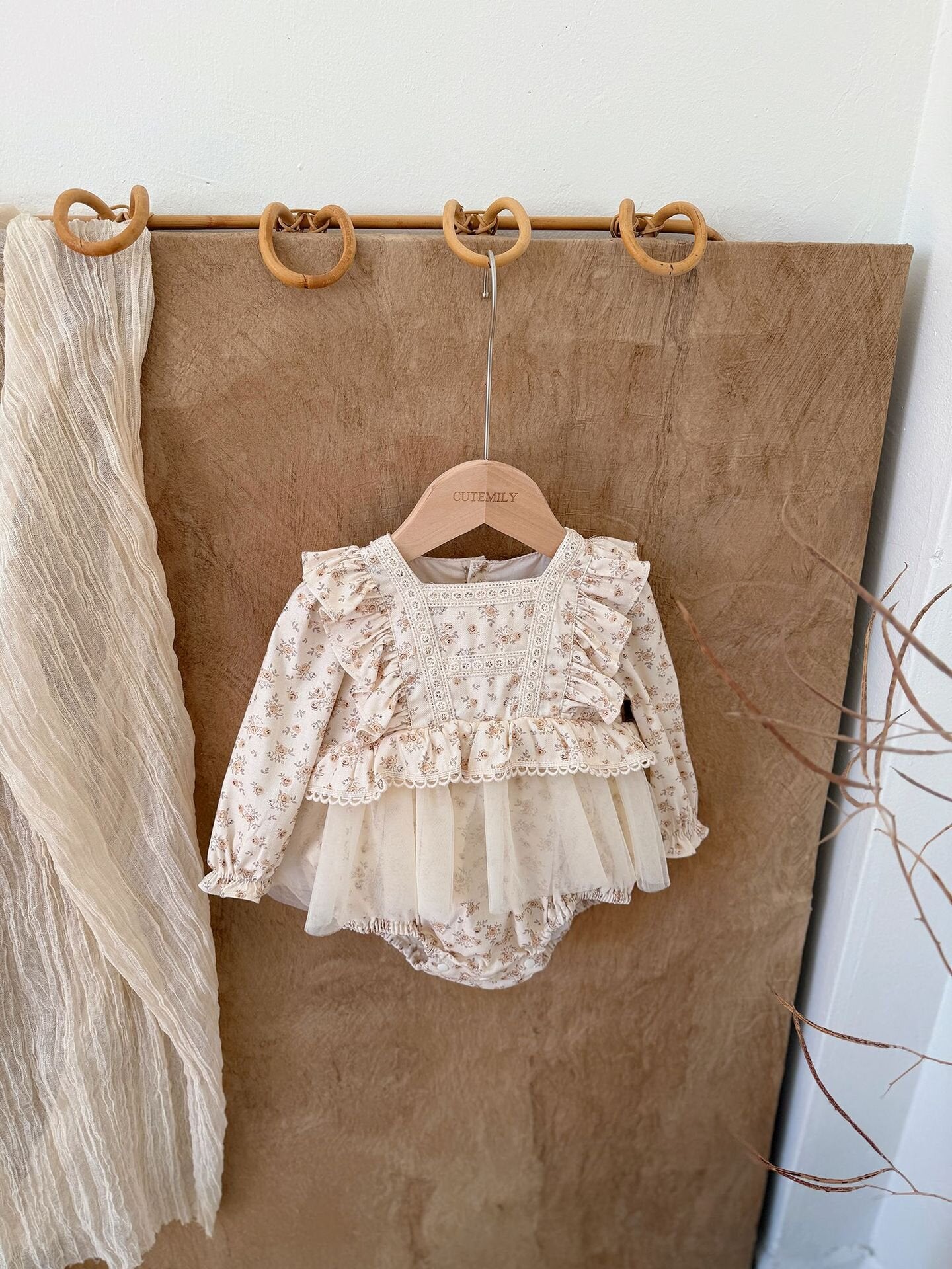 長袖ロンパース Lace Floral Dress Romper レース 花柄ドレス ロンパース【mh0012151】
