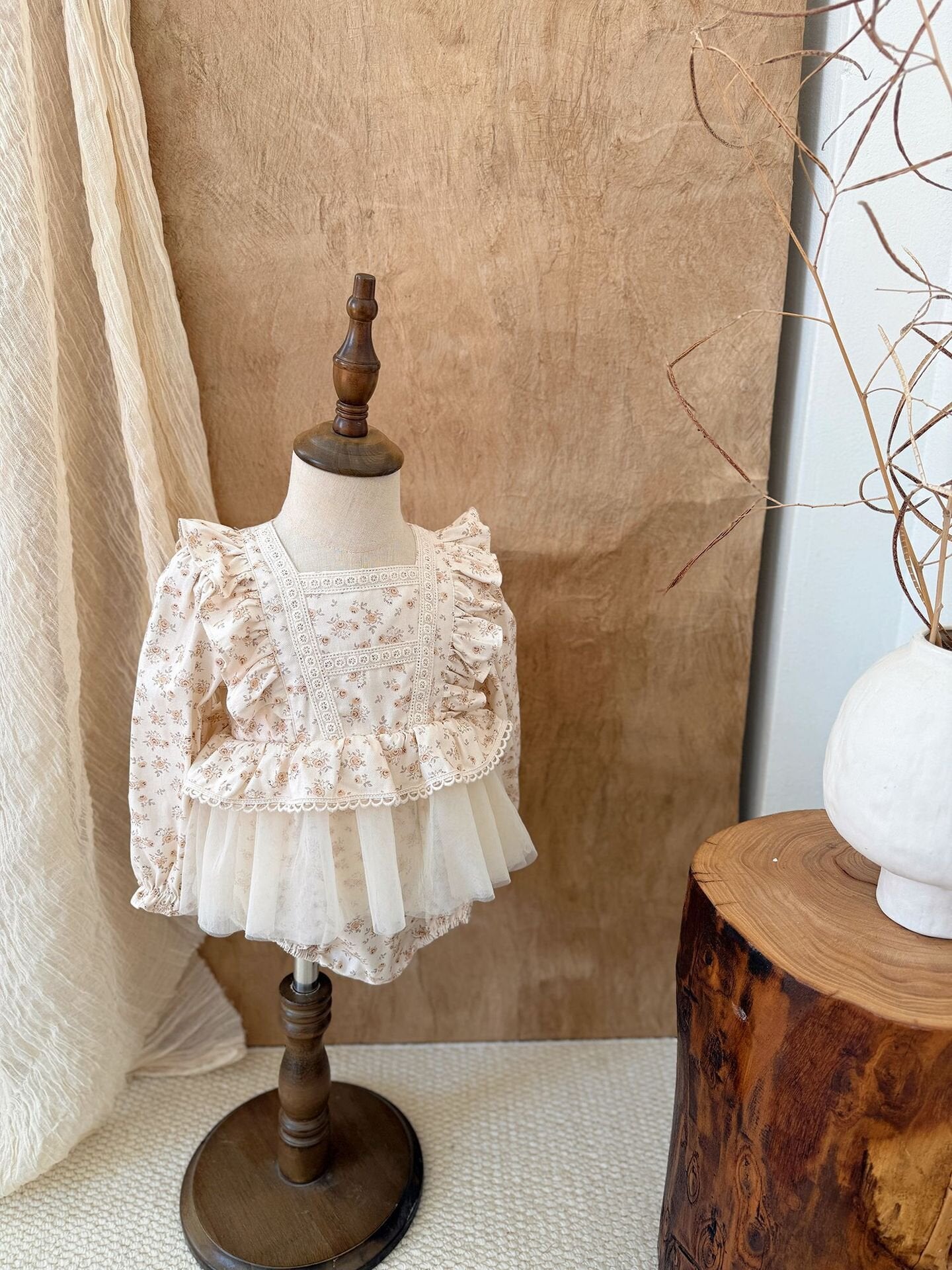 長袖ロンパース Lace Floral Dress Romper レース 花柄ドレス ロンパース【mh0012151】