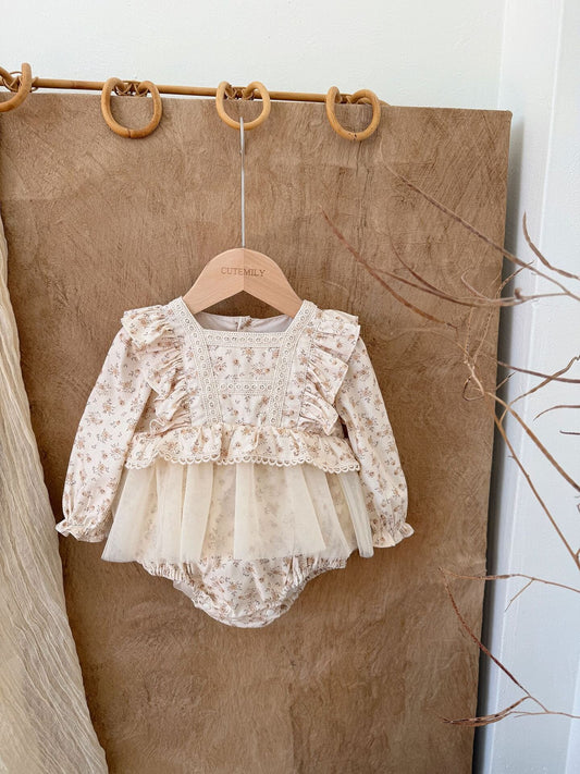 長袖ロンパース Lace Floral Dress Romper レース 花柄ドレス ロンパース【mh0012151】