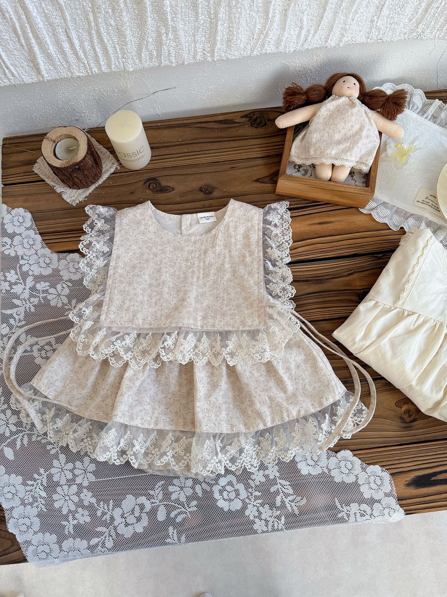 ノースリーブセットアップ Lace Floral Vest & Ruffle Skirt Set レース花柄フリルスカートセット【mh0012117】