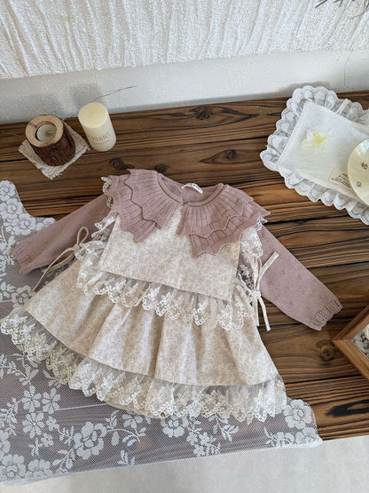 ノースリーブセットアップ Lace Floral Vest & Ruffle Skirt Set レース花柄フリルスカートセット【mh0012117】