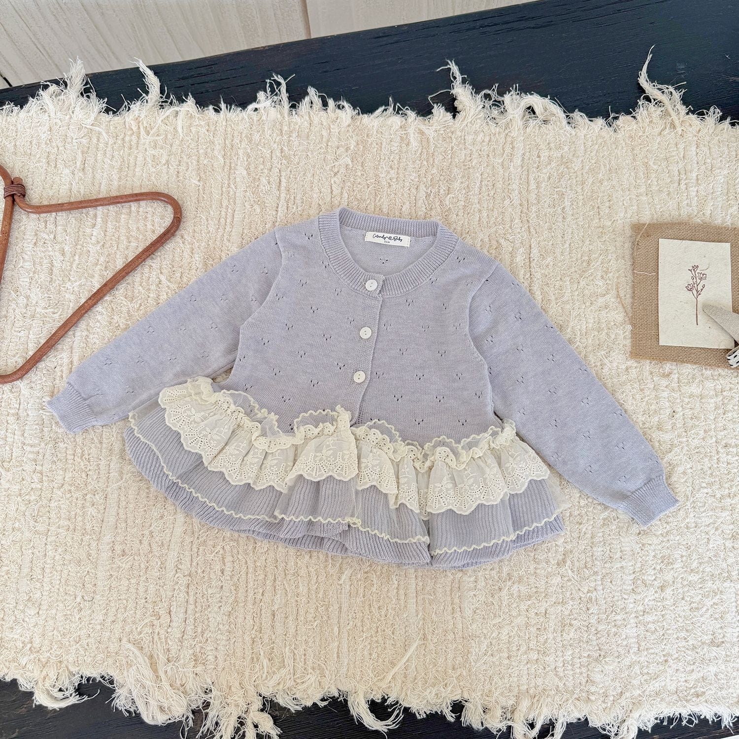 カーディガン・パーカー Light Blue / 73cm レースニットフリルペプラムカーディガントップス【mh0011145】