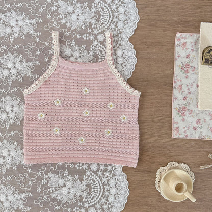 タンクトップ・キャミソール・ノースリーブトップス Light Pink / 73cm フラワー刺繍キャミソールトップス【mh0010423】