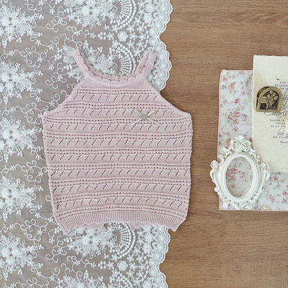 タンクトップ・キャミソール・ノースリーブトップス Light purple / 73cm レースニットキャミソールタンクトップス【mh0009791】