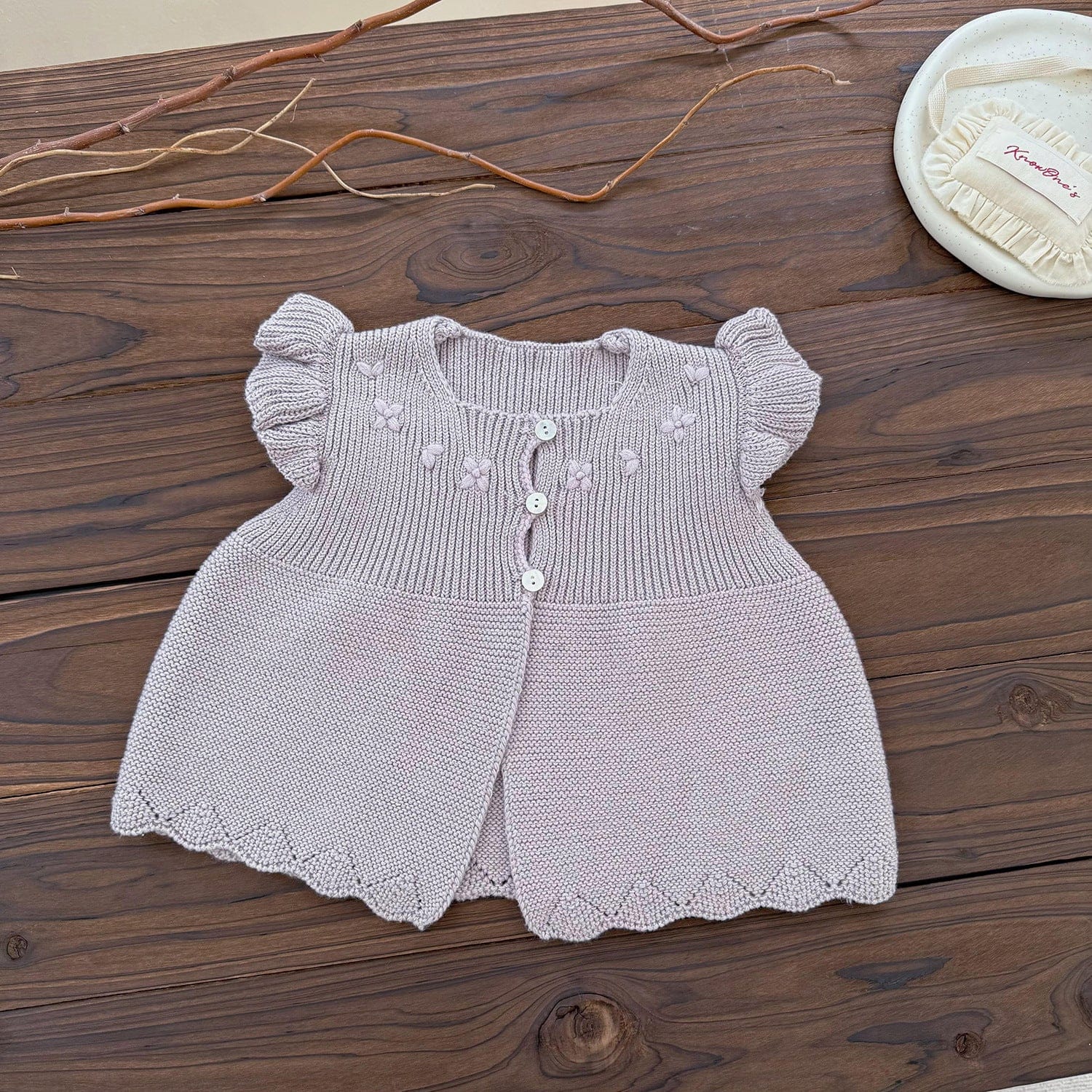 ベスト Light Purple / 73cm クロシェ刺繍フリルスリーブベスト【mh0011157】