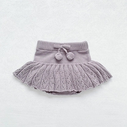 ブルマパンツ Light Purple / 9M (73) ベビーキッズ ぽんぽん付きニットスカートブルマパンツ 2カラー【mh0007241】