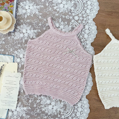 タンクトップ・キャミソール・ノースリーブトップス Light purple【presale】 / 73cm レースニットキャミソールタンクトップス【mh0009791】