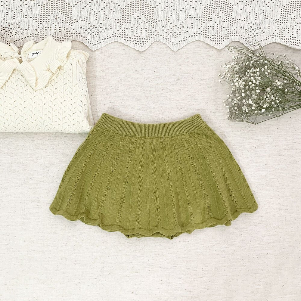 ブルマパンツ Matcha  Green / 73cm Knitted Ruffle Skirt Bloomer ニット フリルスカート ブルマ【mh0012149】
