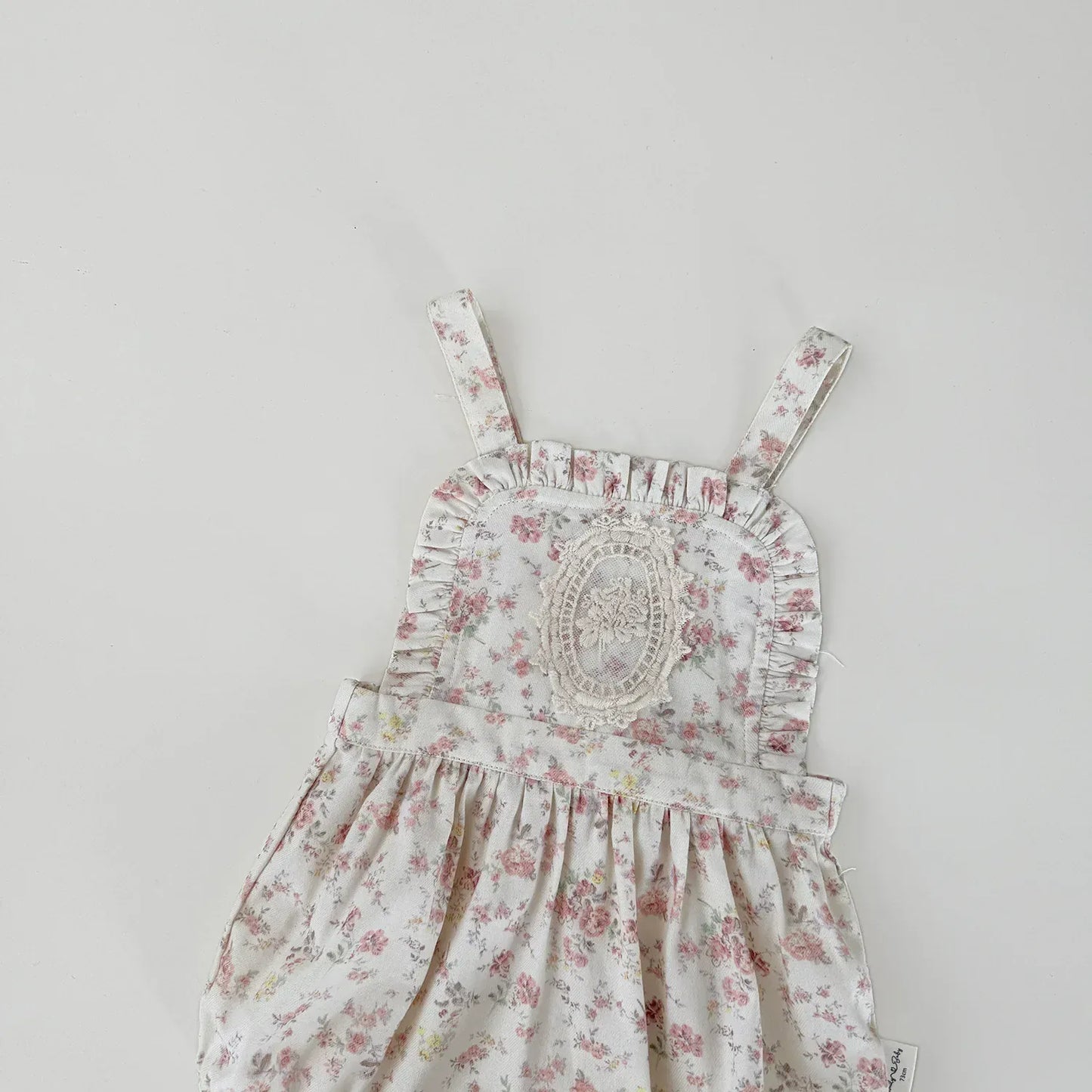 ノースリーブロンパース ベビーロンパース フラワープリント刺繍サスペンダーロンパース【mh-0008926】