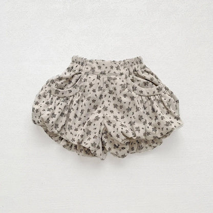 ハーフパンツ・ショートパンツ ベビーキッズパンツ 無地/フラワープリントショートバルーンパンツ【mh0007397】