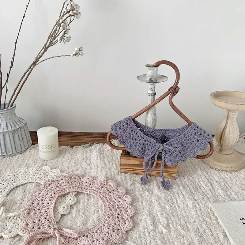 ショール ベビーつけ襟 レースニットリボンアタッチメントカラー【mh0007884】