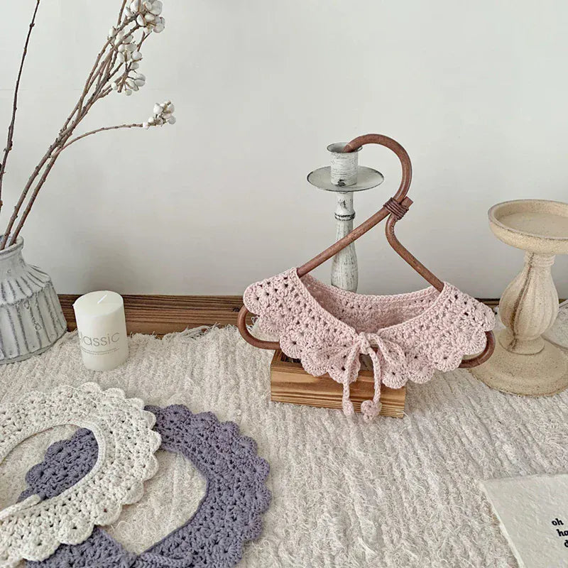 ショール ベビーつけ襟 レースニットリボンアタッチメントカラー【mh0007884】