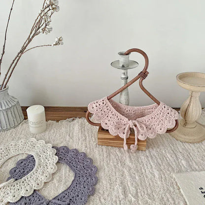 ショール ベビーつけ襟 レースニットリボンアタッチメントカラー【mh0007884】