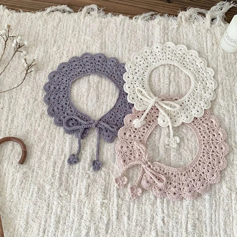 ショール ベビーつけ襟 レースニットリボンアタッチメントカラー【mh0007884】