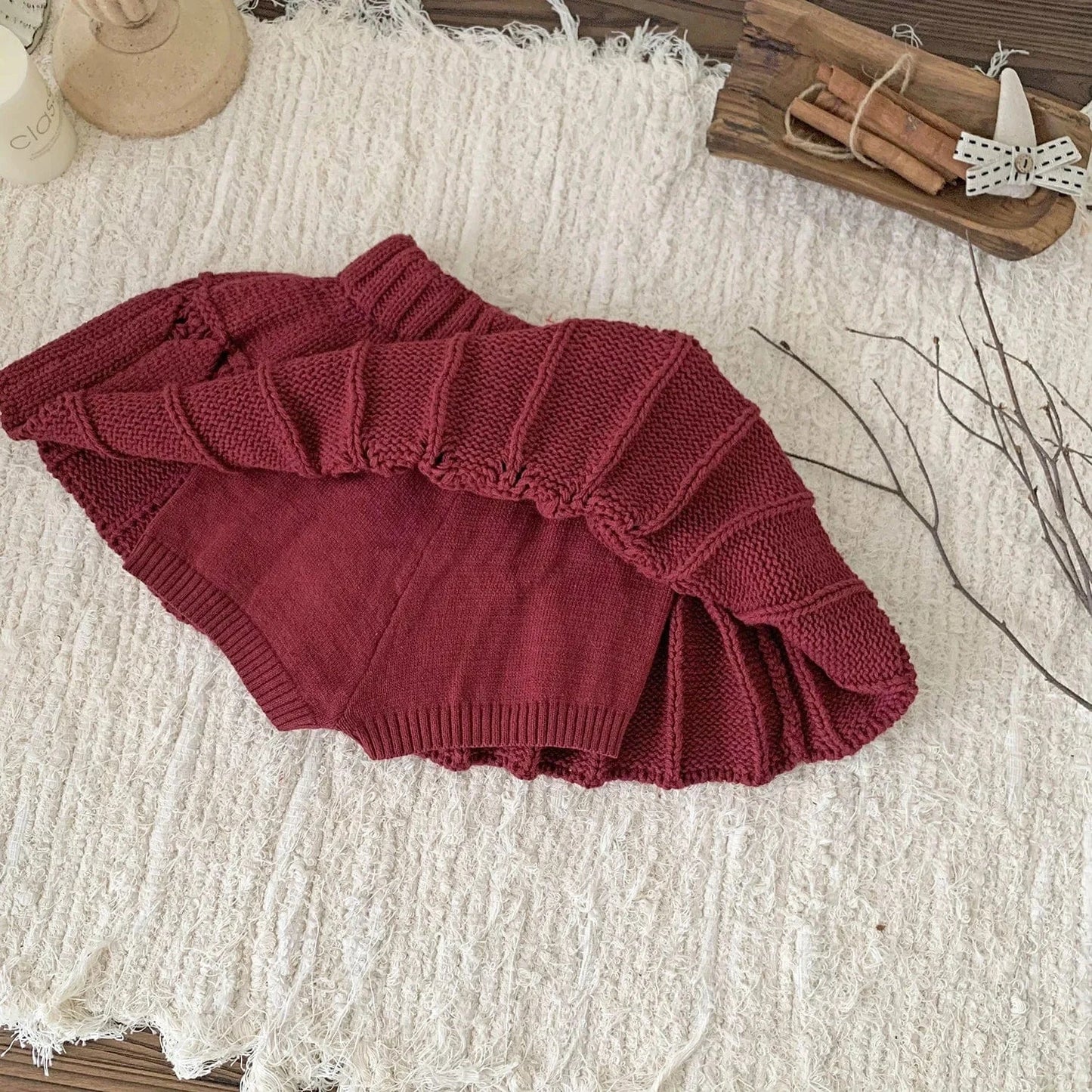 スカート ベビーキッズスカート ニットプリーツパンツインミニスカート【mh0007897】