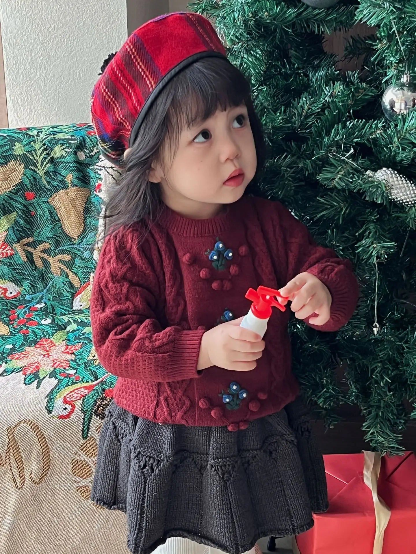 長袖セットアップ ベビーキッズトップス/ブルマ ニット刺繍セーター/カーディガン/スカートブルマパンツ【mh0007911】